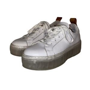 42 Gold Glee Smooth Leather White Sneakers